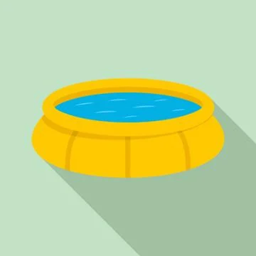 Round inflatable pool icon, flat style Stock Illustration