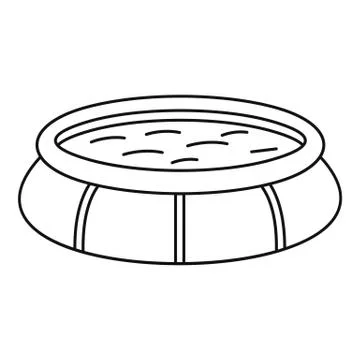 Round inflatable pool icon, outline style Stock Illustration