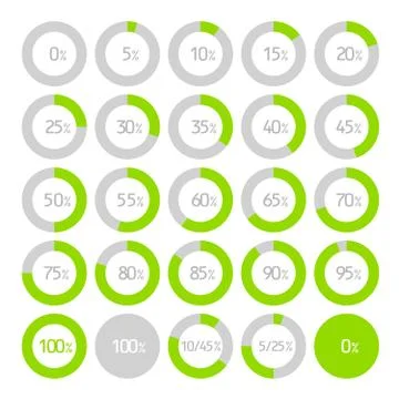 Round infographic elements and pie charts with percents Stock Illustration