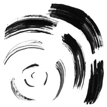Round ink frame, black circle shape form isolated on background. Stock Illustration