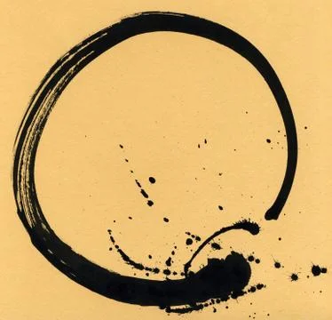 Round ink frame, black circle shape form isolated on background. Stock Illustration