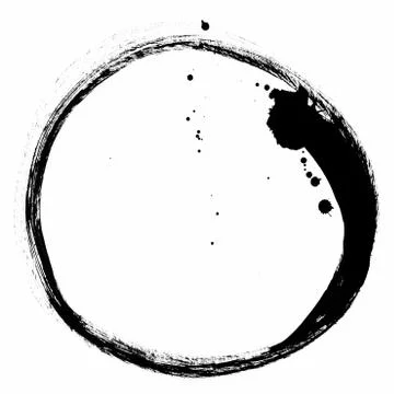 Round ink frame, black circle shape form isolated on background. Stock Illustration
