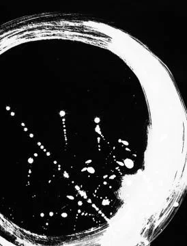 Round ink frame, white circle shape form isolated on background. Stock Illustration