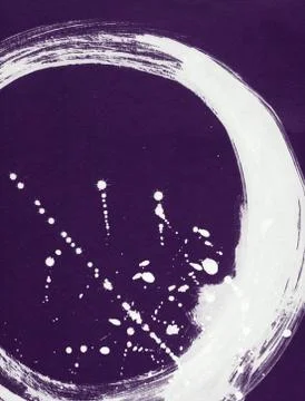 Round ink frame, white circle shape form isolated on background. Stock Illustration