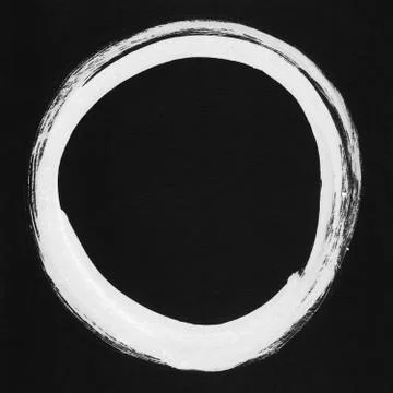 Round ink frame, white circle shape form isolated on background. Illustrazione stock
