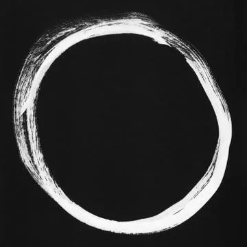 Round ink frame, white circle shape form isolated on background. Stock Illustration