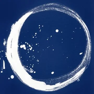 Round ink frame, white circle shape form isolated on background. Stock Illustration