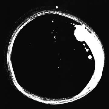 Round ink frame, white circle shape form isolated on background. Illustrazione stock