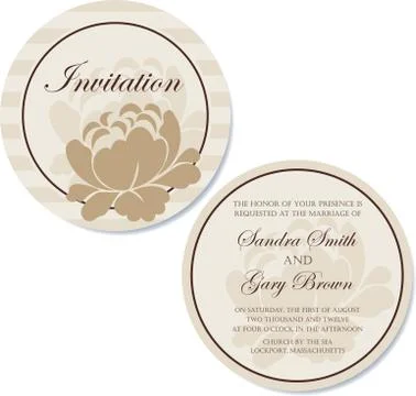 Round invitation brown Stock Illustration