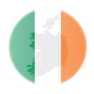 Round irish flag and map of ireland outline sticker Stock-Illustration
