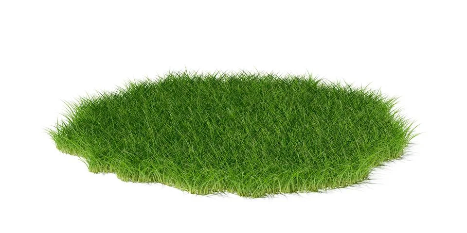 Round irregular circle patch or island of short green grass blades isolated o Stock Illustration