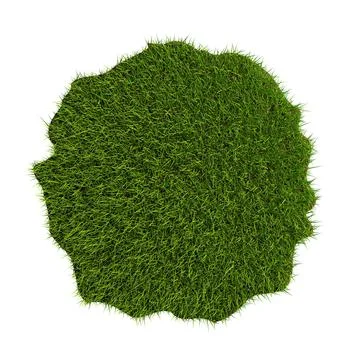 Round irregular shaped circular patch or island of green grass isolated on wh Stock Illustration