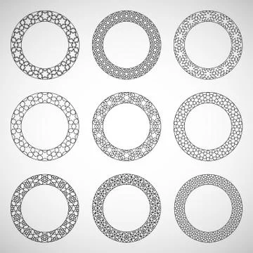 Round islamic ornamental geometric patterns Stock Illustration