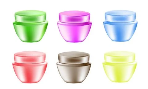 Round jars in different colors for cosmetics - body cream or other Stock Illustration
