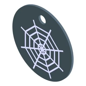 Round keychain showing spider web for halloween decoration Illustrazione stock