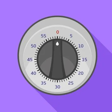 Round kitchen timer icon, flat style Stock Illustration