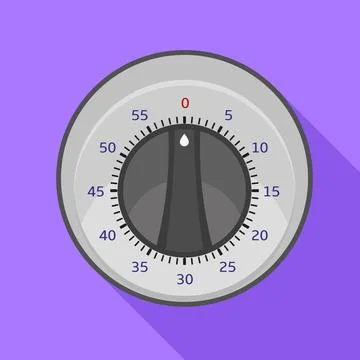 Round kitchen timer icon, flat style Stock Illustration