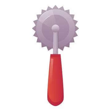 Round knife with red handle flat vector icon, kitchen knife for dough cutting Illustration