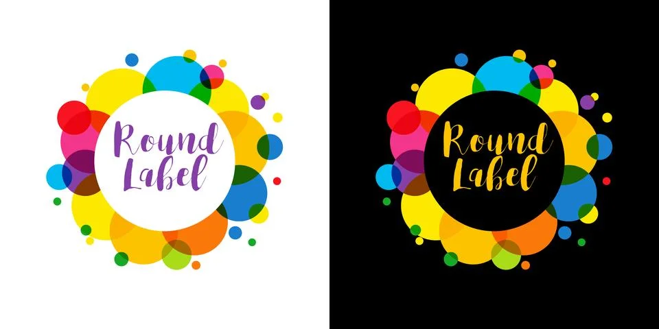 Round label cute Illustrazione stock