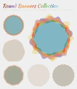 Round labels. Circular backgrounds in multicolored colors. Appealing vector.. Stock Illustration