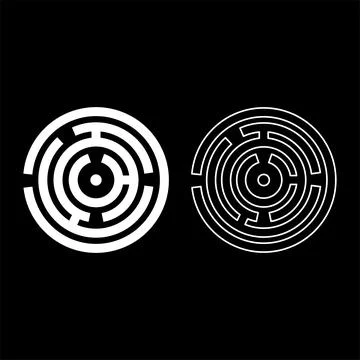 Round labyrinth Circle maze icon white color vector illustration flat style s Stock Illustration