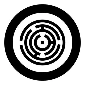 Round labyrinth Circle maze icon in circle round black color vector illustrat Stock Illustration