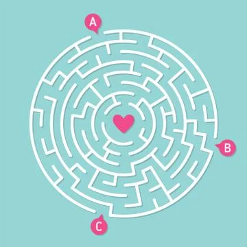 Round labyrinth maze game. Concept of love Stock-Illustration