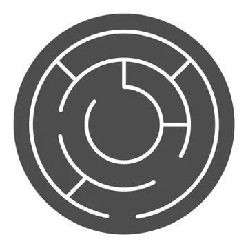 Round labyrinth solid icon. Circle maze vector illustration isolated on white Illustrazione stock
