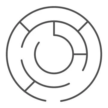 Round labyrinth thin line icon. Circle maze vector illustration isolated on Stockillustratie
