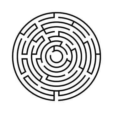 Round labyrinth.Isolated on white background. Vector illustration. 스톡 일러스트