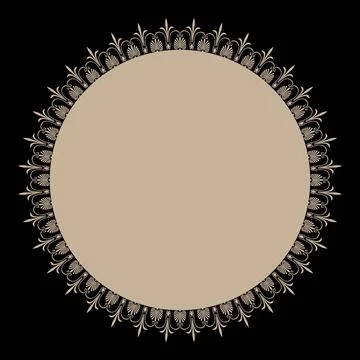 Round lace pattern in oriental style with arabesques, floral elements. Greek key Stock Illustration