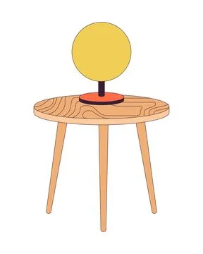 Round lamp on coffee table 2D linear cartoon objects Illustrazione stock