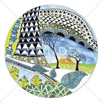 Round-landscape Stock Illustration