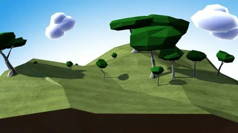 Round landscape in spring - 3D low poly technique Video stock 22014990
