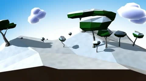 Round landscape in winter - 3D low poly technique Video stock 22014963