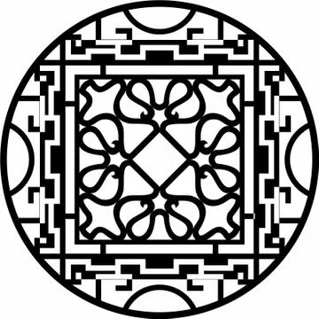 Round Laser cut cnc panel design for metal, wooden room divider. Stock Illustration