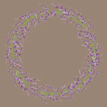 Round lavender frame. Vector illustration. A place for your text. Stock Illustration
