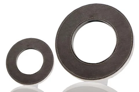 Round leather frames Stock Photos