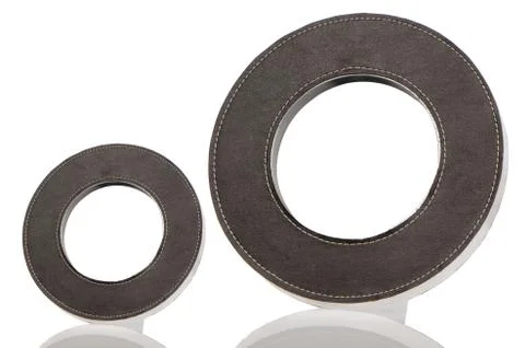 Round leather frames Stock Photos