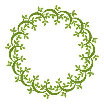 Round Leaves frame. Circle decorative frame with leaves and floral element Stock Illustration