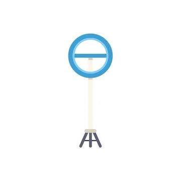 Round led lamp standing on tripod for professional lighting Stock Illustration