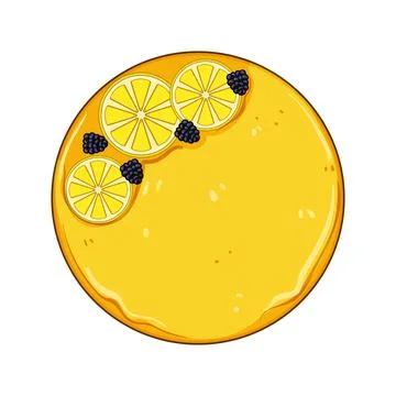 Round lemon dessert cake with fresh blackberries イラスト素材