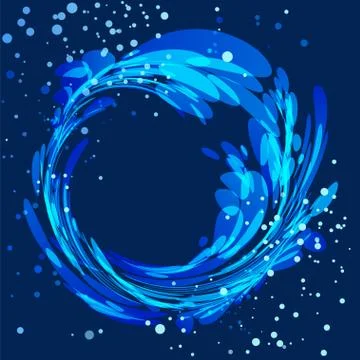 Round light blue composition on dark blue background Stock Illustration