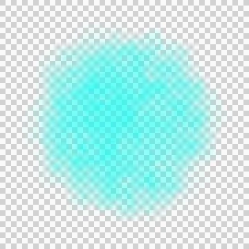 Round light blue smoke cloud on transparent background with soft edges Stock Illustration