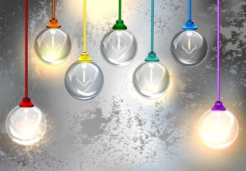 Round light bulbs on a gray background Stock Illustration
