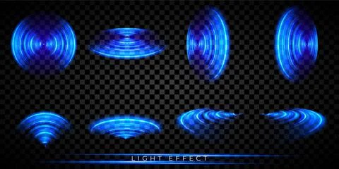 Round light effect set. Sonar sound wave. Signal concentric circle. Radio 스톡 일러스트