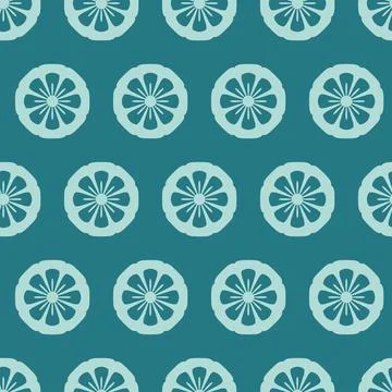 Round lime flower seamless pattern, simple green emerald flat background for  Stock-Illustration