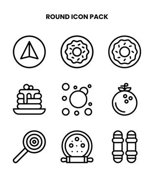 Round Line Bundle Icons Pack Stock Illustration