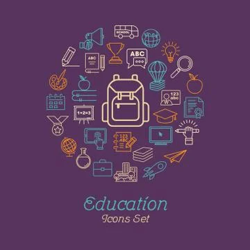 Round line education concept for back to school Stock Illustration