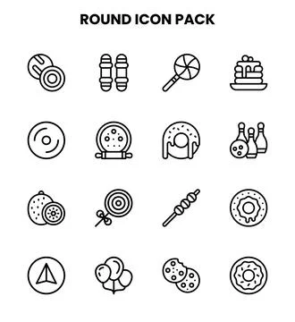 Round Line Graphics Icons Pack Stock Illustration